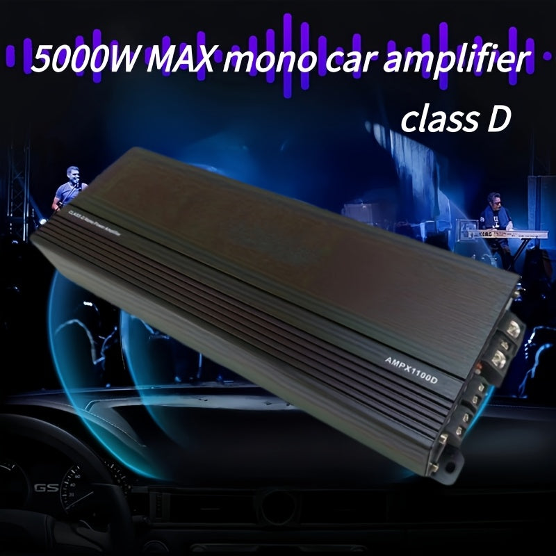 Keluneglo 5000W Max Power Monoblock Class D Car Amplifier - 3800W RMS Super Output at 1 Ohm - 10Hz to 250Hz Frequency Response - 96Db+ Higher SNR - 0.05% Lower THD - 11-16V Voltage Supply - RCA Input - Crossover Frequency & Slope Adjustable - Perfec