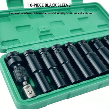 This Set of 1/2 Inch Deep Impact Sockets Comes with a Sturdy Green Storage Case, Perfect for Tasks Like Tire Removal, Mechanical Repairs, And Car Maintenance. It Works Well with Both Electric And Pneumatic Drills