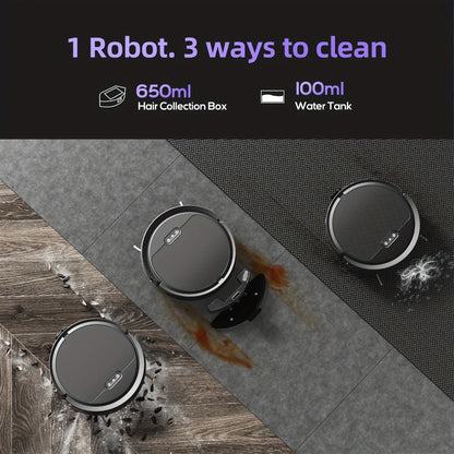 Robot Vacuum Cleaner Mop Combo 5000Pa Max Suction 2-in-1 with App & Voice Control - Scheduled Cleaning, Auto Recharge, for Pet Hair, Low Pile Carpet & Hard Floors, 12.2 inch Slim Design, Multiple Colors