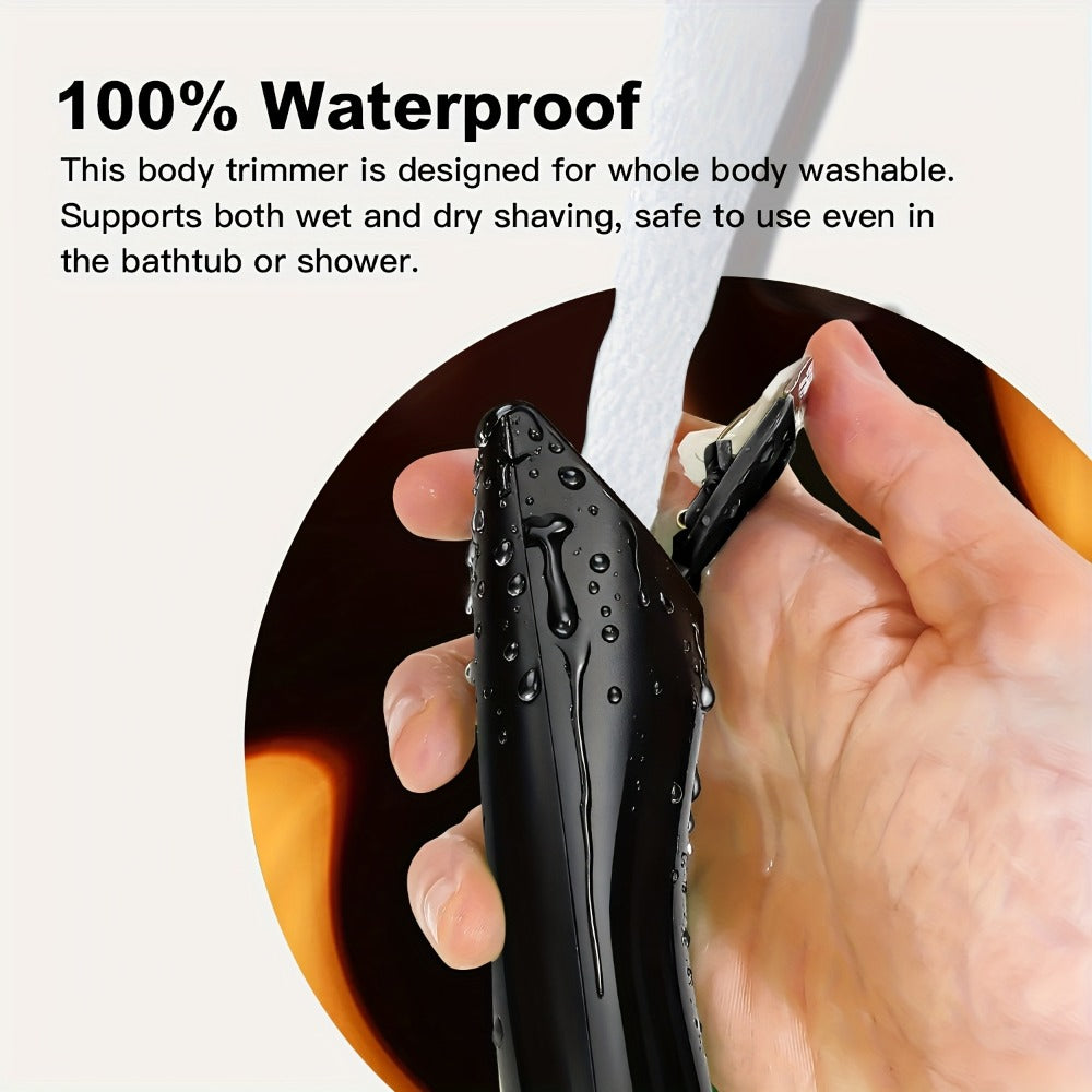 Groin Trimmer Men IPX7 Waterproof Ceramic Blade Electric Body Shaver – LCD Battery Display & Replaceable Head, Wet Dry Safe Ball Trimmer Grooming Kit for Sensitive Areas Pubic Hair Manscaping
