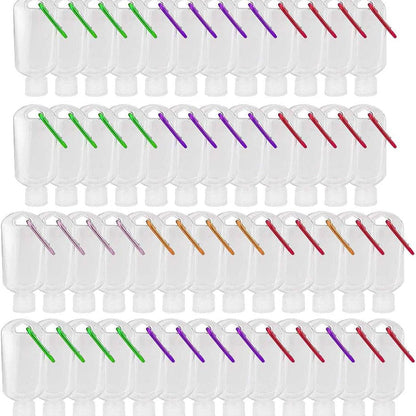TSA Approved Travel Bottles with Keychain Leakproof Refillable Squeeze Containers 50-Pack Clear Plastic 1.7oz 50ML for Toiletries Lotion Shampoo Conditioner Soap Hand Sanitizer Essential Oils