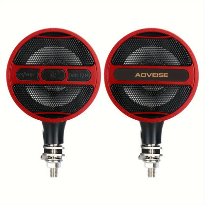 Motorcycle Bluetooth Stereo Speaker System with Built-In Amplifier – 3" Handlebar Mount Speakers, MP3 & USB, 12V, 20W×2 for ATV, Dirt Bike & Cruiser, Waterproof Radio Antenna, Black / Silver