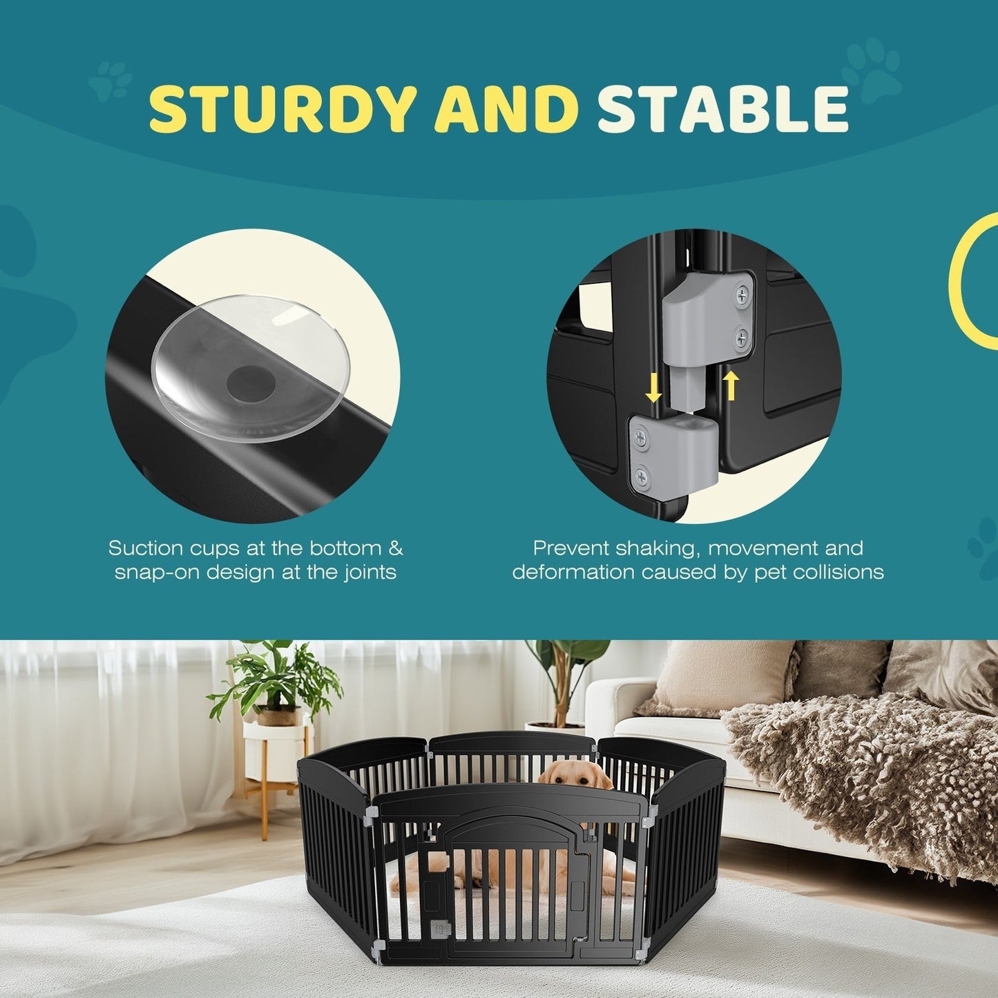 Foldable Dog Playpen & Indoor Outdoor Pet Fence – Portable, Easy to Clean, 4-Panel & 6-Panel, White & Black