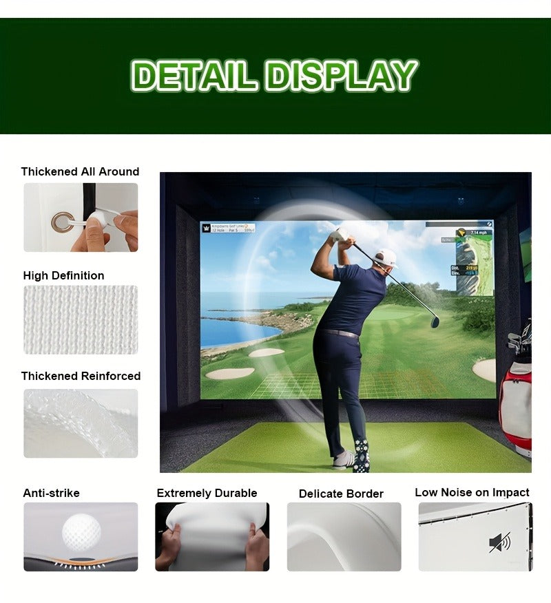 Golf Impact Screen 4K UHD – Ultra-Quiet 3D Golf Simulator Projector Screen, Wear-Resistant, Indoor Golf Training, 3 Sizes