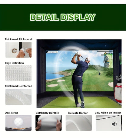 Golf Impact Screen 4K UHD – Ultra-Quiet 3D Golf Simulator Projector Screen, Wear-Resistant, Indoor Golf Training, 3 Sizes