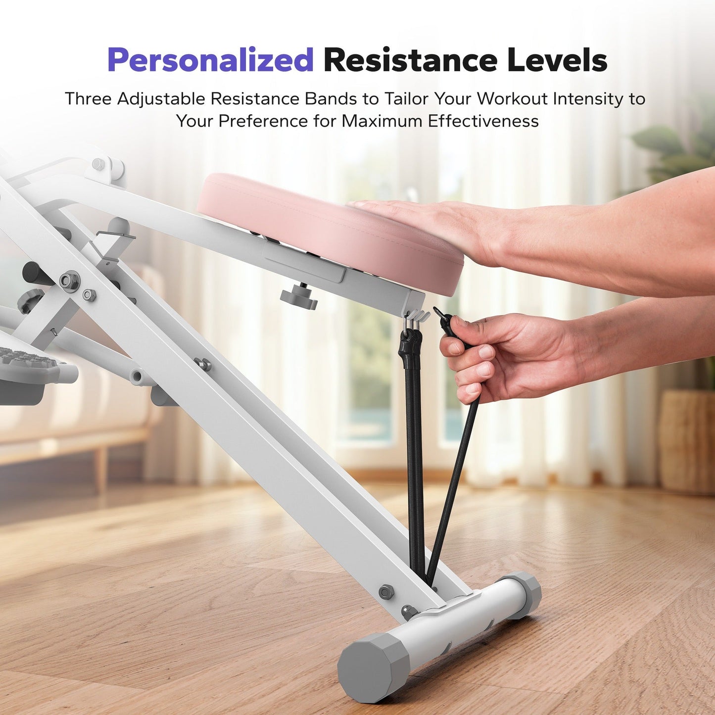 Rowing Machine 2-in-1 Squat & Row – Foldable Glute Trainer with LCD Display, 3 Resistance Bands, 350 lbs Capacity, Home Gym Leg & Back Workout