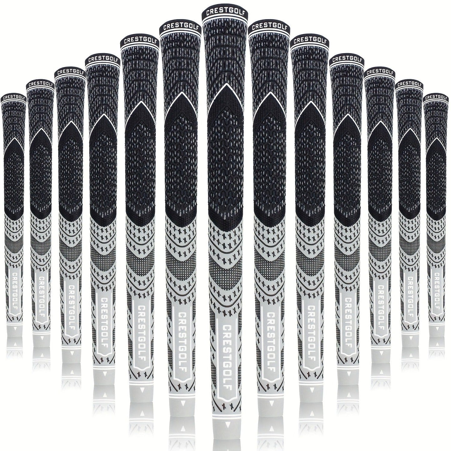 Midsize Golf Grips Set 13 Pack – All Weather Hybrid Rubber Golf Club Grips with Ecological Yarn Thread Technology, Multiple Colors, Fits Full Set of Clubs (Black, White, Red, Orange, Yellow, Blue, Gray)