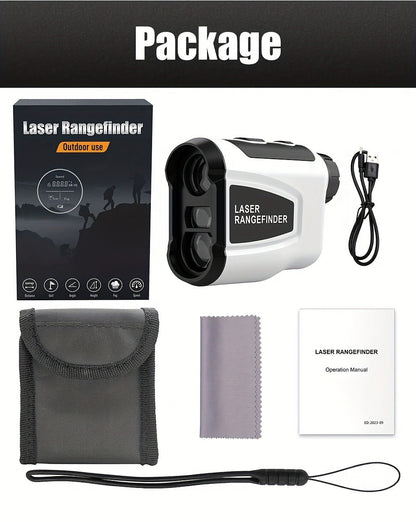 Golf Laser Rangefinder 1200 Yards Slope Compensation 6X Magnification Flag Lock HD Rechargeable USB Charging Anti-Vibration High Precision Quick Positioning White Stylish Design