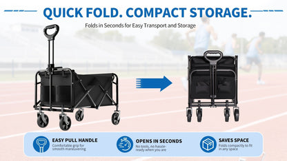 Heavy-Duty Folding Utility Cart 450LBS Iron Frame 800D Oxford No Assembly