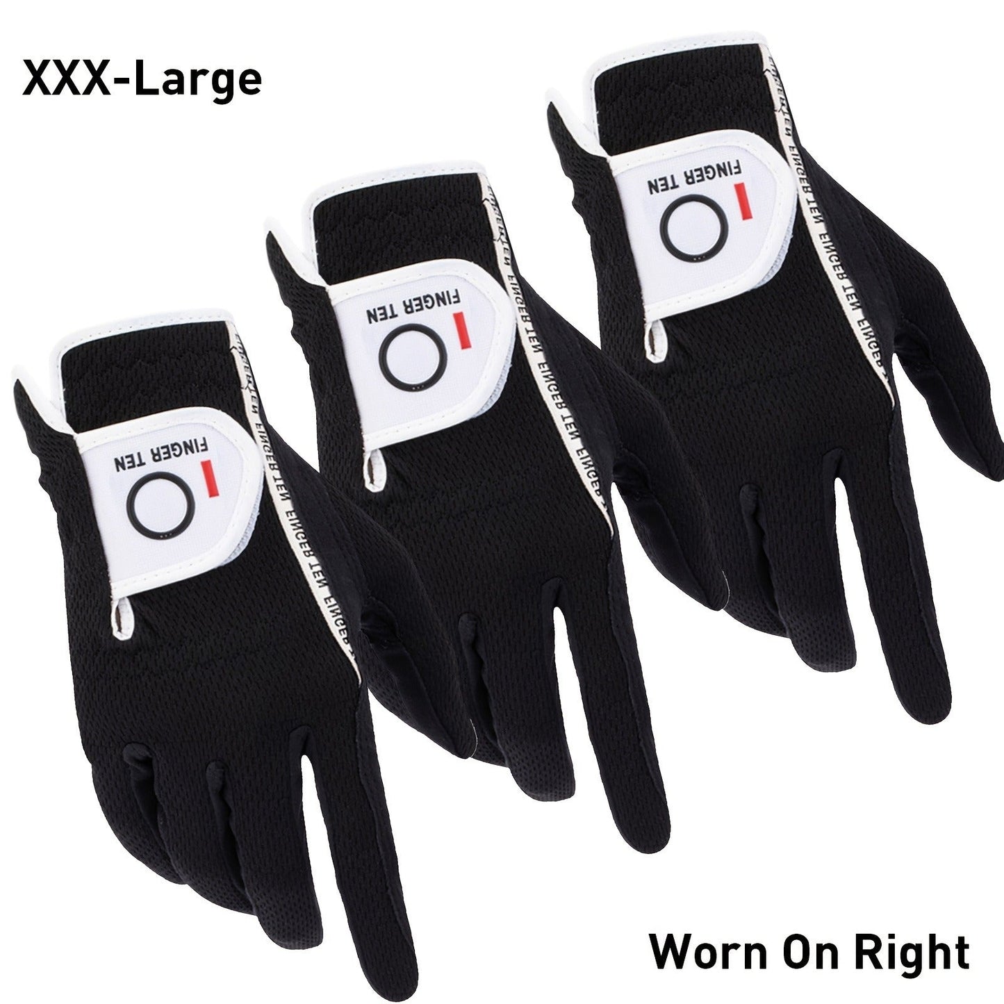 Wet Weather Golf Gloves Rain Grip 3-Pack for Men | Breathable Water-Resistant Golf Gloves for Left & Right Hand – Durable Comfortable Fit in Hot & Wet Conditions (Black, Gray, White | S–3XL)
