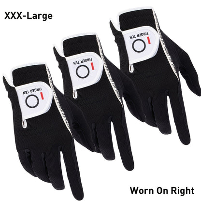 Wet Weather Golf Gloves Rain Grip 3-Pack for Men | Breathable Water-Resistant Golf Gloves for Left & Right Hand – Durable Comfortable Fit in Hot & Wet Conditions (Black, Gray, White | S–3XL)