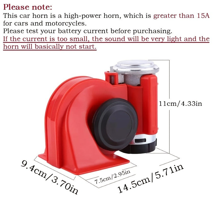 Dual Air Horn Kit 12V/24V 105-137dB with Air Compressor - Super Loud Aluminum Alloy Trumpet Horn for Truck, Train, SUV, Motorcycle, Car & Boat, Universal Electric Horn Easy Install