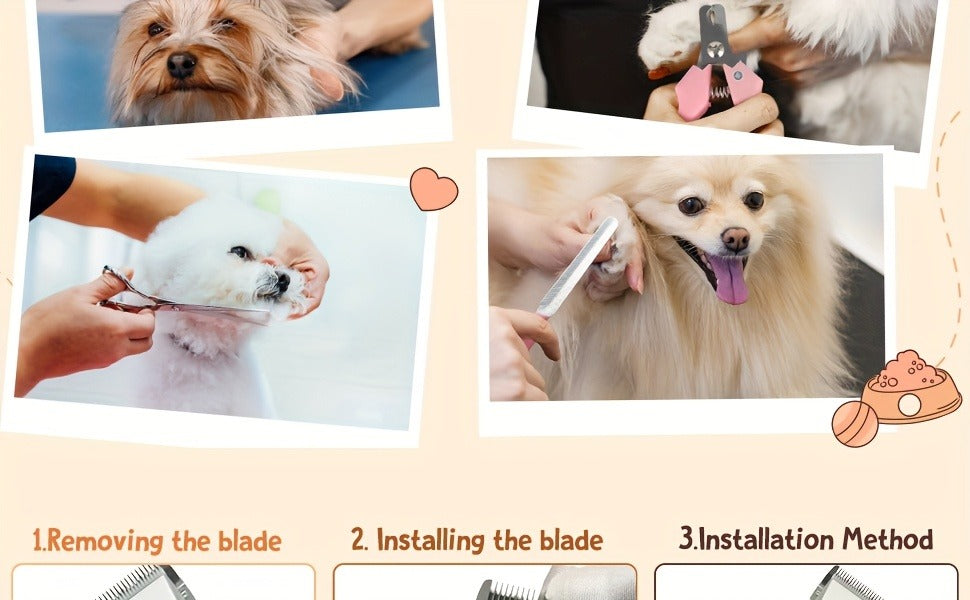 Pet Grooming Clippers Rechargeable with LED Display - Cordless Electric Dog Cat Hair Clipper, Detachable Blades 4 Guide Combs Low Noise, Professional Wireless Pet Trimmer with Accessories, Red
