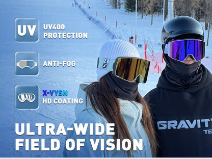 Magnetic Photochromic Ski Goggles OTG Helmet Compatible – 16-Point Magnetic Swap Lens, Triple-Layer Foam, Double Anti-Fog Dual-Layer PC 99.99% UV Protection for Men & Women, Includes Case & Bag