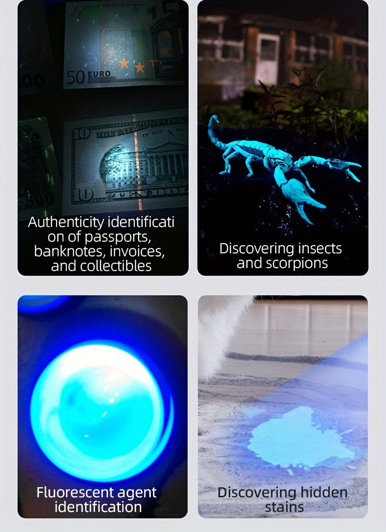 3-in-1 UV Flashlight 1000 Lumen White Light UV365 Green Light Rechargeable Magnetic Torch for Inspection Outdoor Camping Home