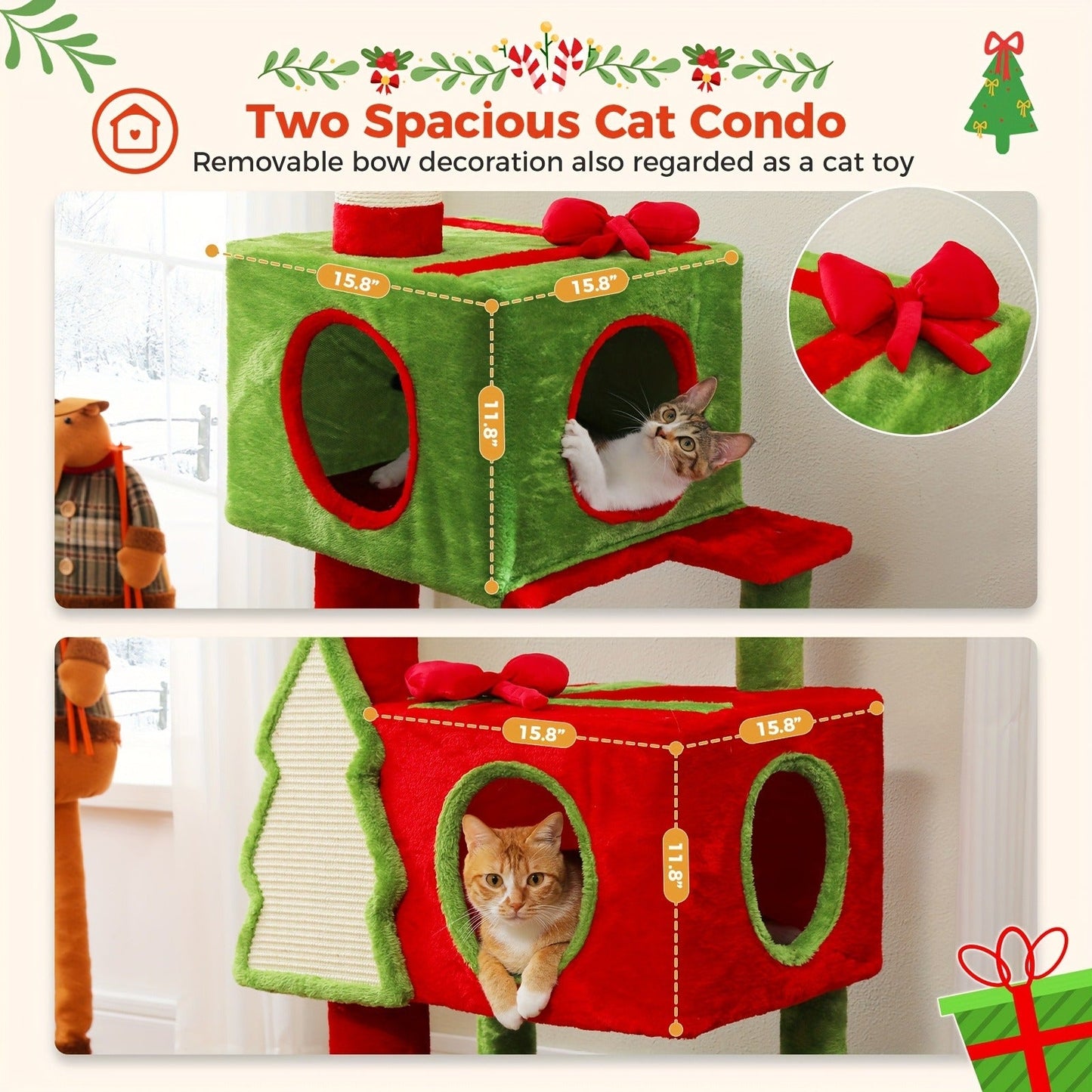 Floor to Ceiling Cat Tree Tower 90–107" – 4-Tier Tall Adjustable Cat Climbing Post with Tension Rod | Ceiling-Mounted Stable Cat Activity Center for Indoor Cats, Multiple Colors