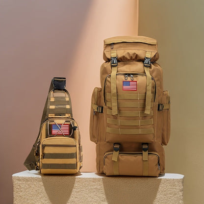 Tactical Backpack 2-Pack 21 Gallon 3-Day Assault Pack with Chest Pack Polyester Stripe for Hiking Camping Hunting Travel Work Sports Men