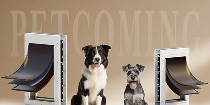 Dog Door 3-Flap Magnetic Pet Door for Interior & Exterior Doors or Wall – Heavy Duty Insulated Doggie Door with Closing Panel, Medium & Large, Fits Dogs 45–100 lbs, White & Black