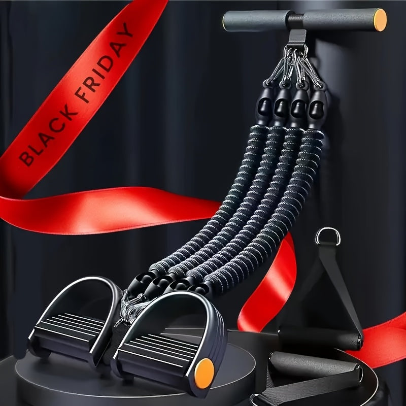 Resistance Band Set 6-in-1 Multifunctional Pedal Puller with Adjustable Tensioner for Body Stretching, Strength Training, Gym Workout & Fitness Exercise – Multiple Resistance Levels
