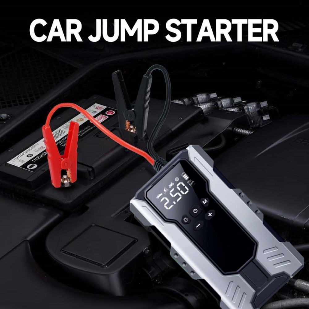 Upgraded 7-in-1 Portable Car Jump Starter – Multifunctional Emergency Battery Booster for 12V Vehicles Up to 2.64gal Gas / 2.38gal Diesel, LED Emergency Light, Available with or without Air Pump