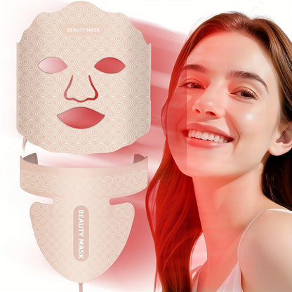 Red Light Therapy Face Mask – 7-in-1 LED Device for Face, Neck & Chest, 95 Beads 650nm & 850nm Dual Wavelength, Flexible Soft Silicone, Remote Control, Anti-Aging Home Spa Beauty Gift for Women
