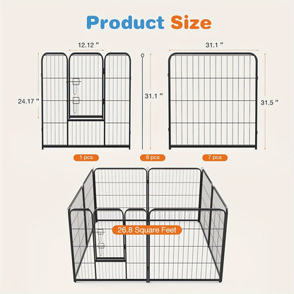 Pet Playpen Exercise Pen for Dogs 8 or 16 Panel Modular Indoor Outdoor Dog Fence - 24 32 40 Inch Height Options for Small Medium Large Dogs & Puppies Sturdy Portable Enclosure