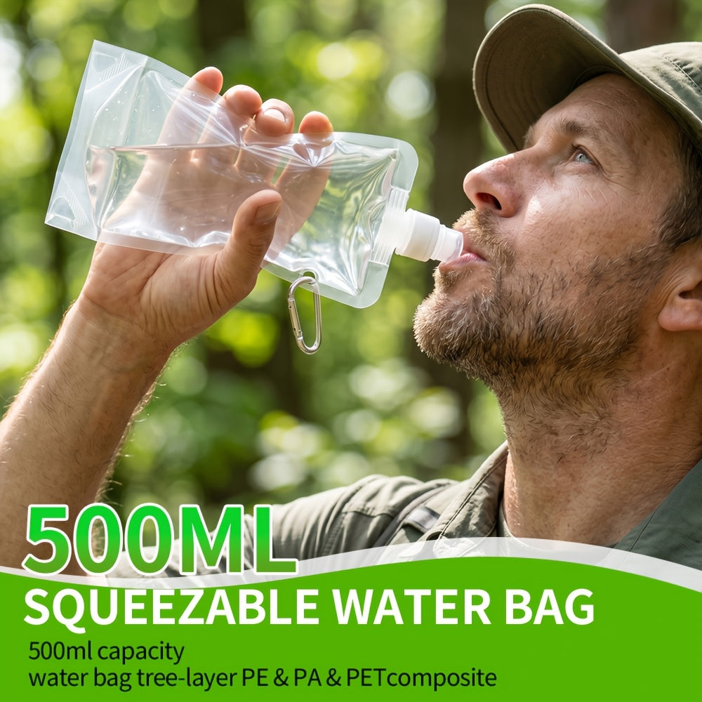 Portable Water Filter Pump for Camping & Hiking - 0.01 Micron 4-Stage Filtration, Replaceable Carbon Filter, ABS Material, Survival Water Purifier for Backpacking, Emergency & Outdoor Adventures