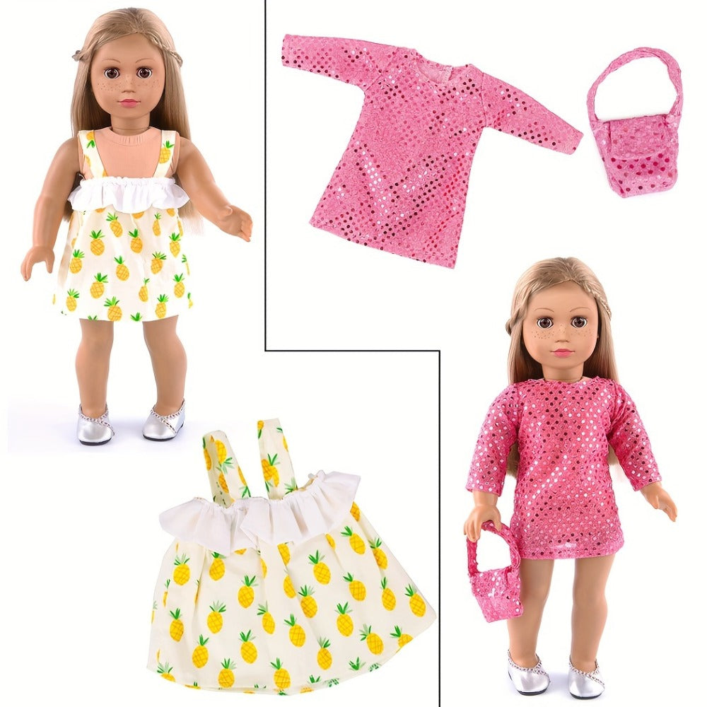 18 Inch Doll Clothes Set 10 Outfits – Trendy Fashion Doll Clothing for 18 Inch Girl Dolls, Easy On/Off Elastic Hook-and-Loop Design, Creative Dress-Up Gift for Girls Ages 3+ (No Doll or Shoes)