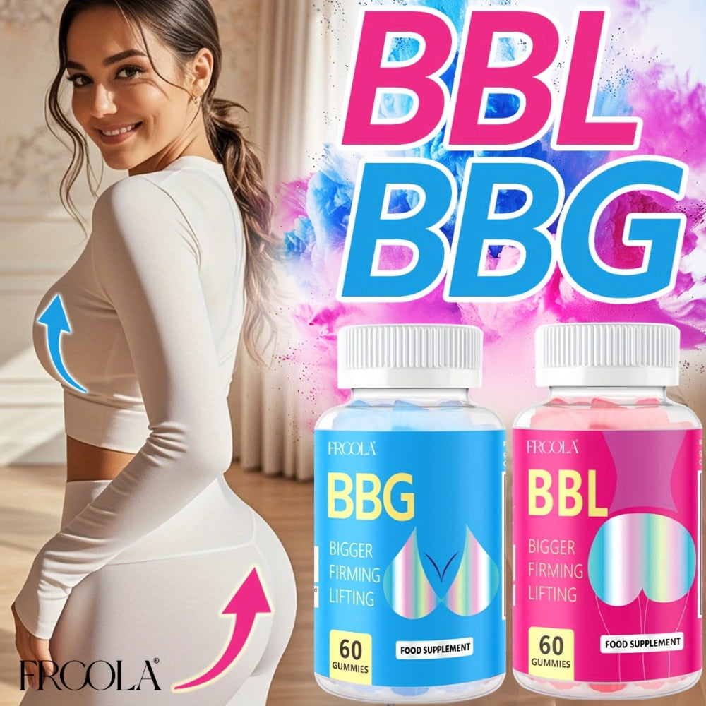 Women's BBL & BBG Herbal Gummies – Bum & Chest Enhancement Support Supplement for Women, Strawberry Flavor, 60 Gummies 30-Day Supply