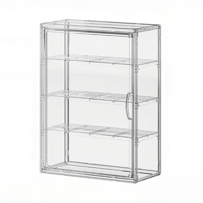 Acrylic Display Case Wall Mounted 4 Tiers – Clear Figure Display Cabinet with 3 Adjustable Dividers, Magnetic Door & Dust-Proof Design for Action Figures, Collectibles, Funko Pop, Toys & Models