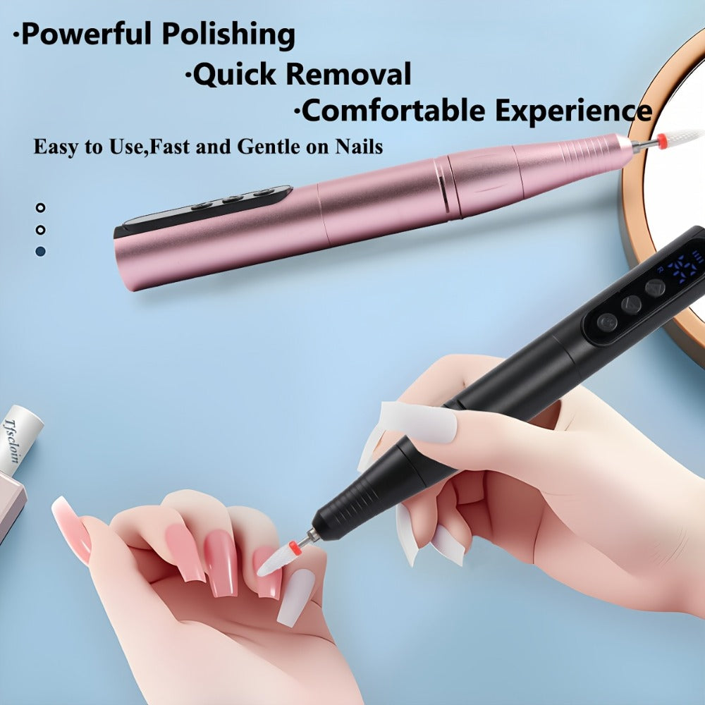 35000RPM Electric Nail Drill Rechargeable – Portable USB-Powered Low Noise Nail Efile for Manicure & Pedicure | Professional Cordless Nail Drill for Acrylic & Gel Nails, Gift for Women