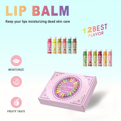 Lip Balm Gift Set 48pcs MISS FACTORX - Moisturizing Glycerin Lip Butter, Hypoallergenic Natural Finish for All Skin Types, Unisex Adult Lip Care Variety Pack, Valentine's Day & Mother's Day Gift for Her