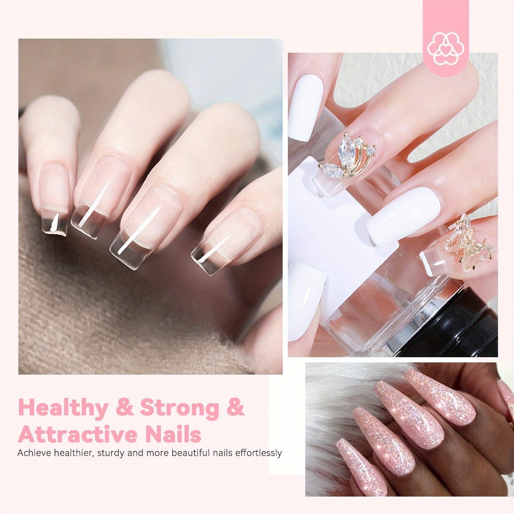 Clear Dip Powder Nail Kit 60g Starter Set - Transparent Dipping Powder with Base Coat Activator Top Coat No UV Lamp French Manicure Repair Nail Art Dip System