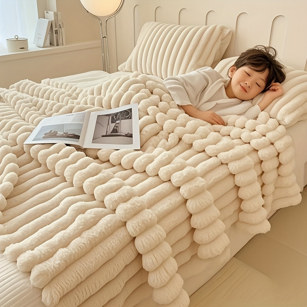 Faux Rabbit Fur Bed Blanket - Creamy Soft Oversized Style