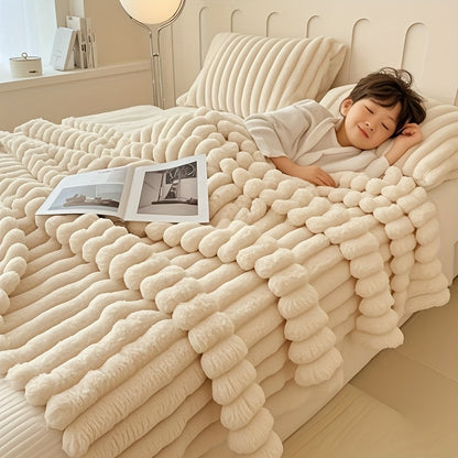 Faux Rabbit Fur Bed Blanket - Creamy Soft Oversized Style