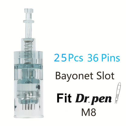 Dr. Pen M8 Replacement Cartridges 25Pcs - 16/36 Pins & Round Nano