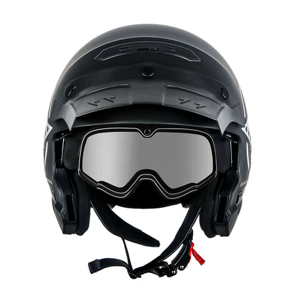 Convertible Motorcycle Helmet Full Face & Open Face 2-in-1 – Detachable Visor, Face Mask & Smoked Shield, Aerodynamic Thermoplastic Shell, Classic Style, Adult S/M/L/XL