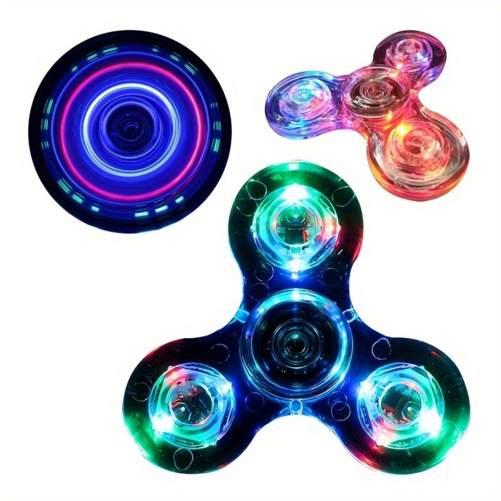 LED Spinning Top Fidget Toy 12 Pack Glow in the Dark Crystal Gyroscope with Vibrant Lights 4-Gear Colorful Spin Top for Kids Boys Girls Party Favors Birthday Christmas Gift