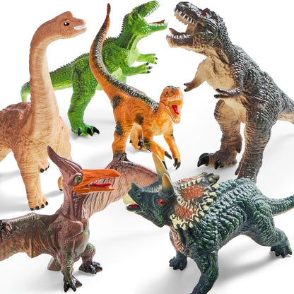 Toddler Dinosaur Figures with Educational Book – 6 Jumbo Soft Realistic Dinosaur Toys for Toddlers 1+ Years, Learning Playset for Kids, Perfect Gift for Boys & Girls, Christmas & Birthday Toys