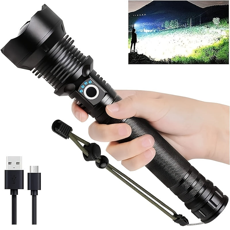 4000 Lumen Tactical Flashlight – USB Aluminum LED Torch