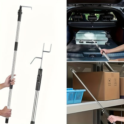 Telescopic Truck Grab Bar Set Stainless Steel Adjustable Length Anti-Slip Grips 59 Inch for Pickups Trucks Trailers Warehouses Construction Sites Easy Storage Durable