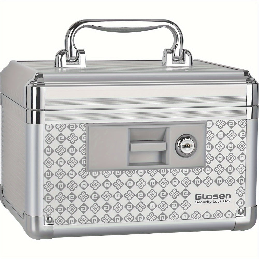 Locking Medicine Storage Box Aluminum Alloy with Key Lock & Handle – High-Capacity Family Medicine Organizer, First Aid Lockbox for Home, Travel & Office, Small & Medium