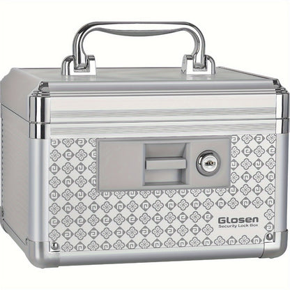 Locking Medicine Storage Box Aluminum Alloy with Key Lock & Handle – High-Capacity Family Medicine Organizer, First Aid Lockbox for Home, Travel & Office, Small & Medium