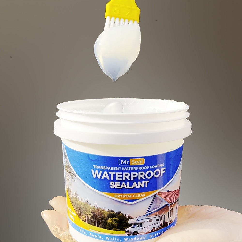 Clear Waterproof Sealant for RV Roof – Transparent Leak Repair Glue for Pipes, Gutters, Walls & Multi-Surface | Fast-Dry Water-Based Crack Filler | 500g