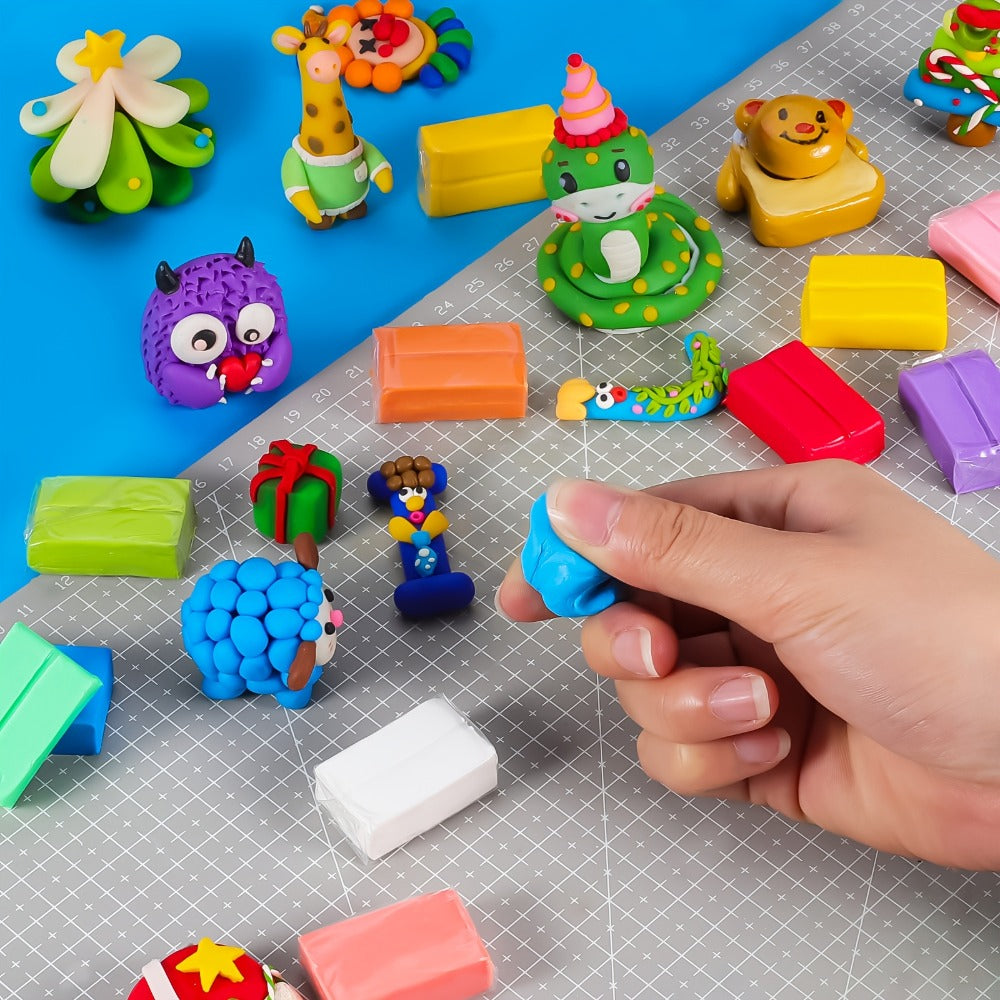 Polymer Clay Kit 50 or 100 Vibrant Colors – Oven Bake Modeling Clay with Sculpting Tools, Non-Toxic DIY Craft Set for Jewelry Making Miniatures Charms, Gift for Kids Teens Adults