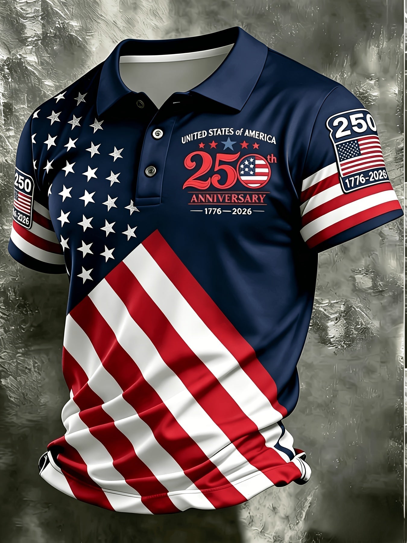 Men's Patriotic Polo Shirt – US 250th Anniversary Print