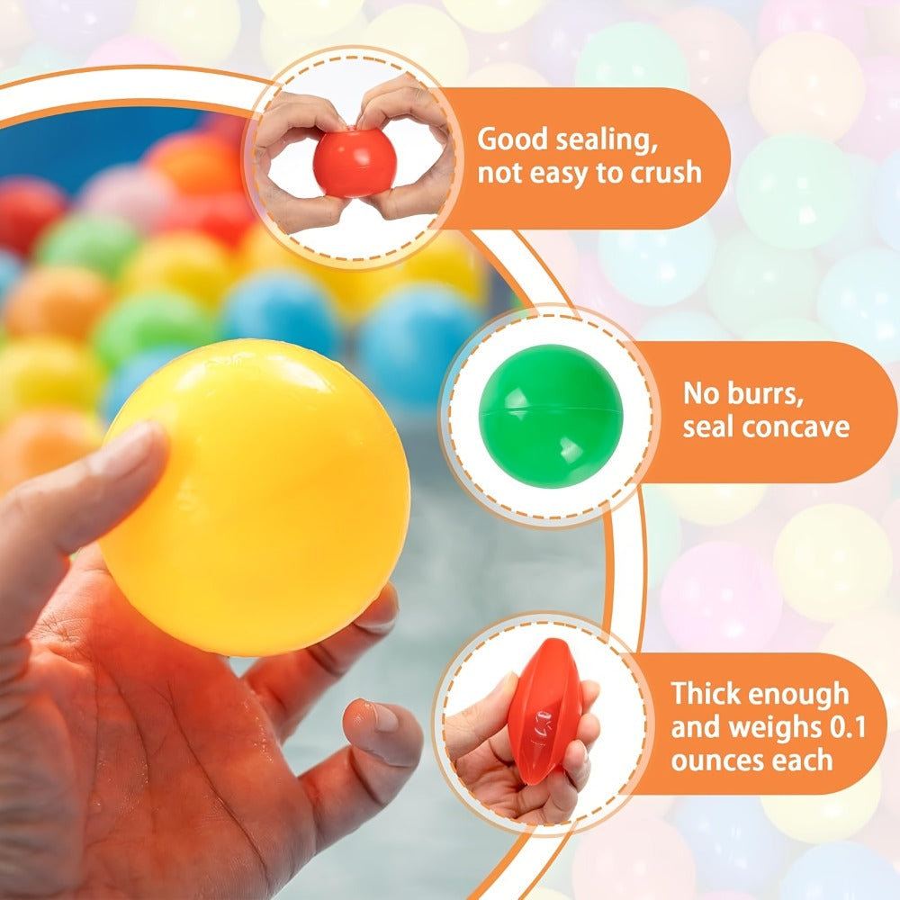 Colorful Plastic Ball Pit Balls for Kids – 100 or 200pcs Vibrant Mixed Color Balls for Ball Pools, Bounce Houses, Kids Pools & Game Houses | Perfect for Birthday Parties & Fun Gatherings