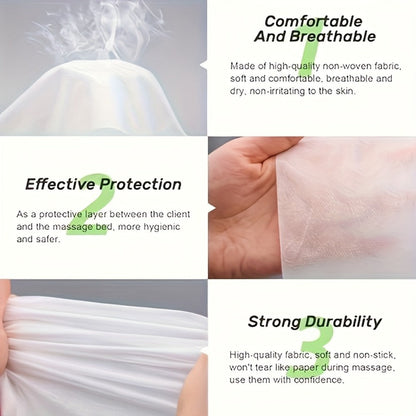 Disposable Massage Table Sheets 100-Pack Non-Woven Spa Bed Cover – Stain-Resistant Single-Use Table Liner for Massage Therapists, Estheticians, Tattoo Artists & Salons, White or Pink