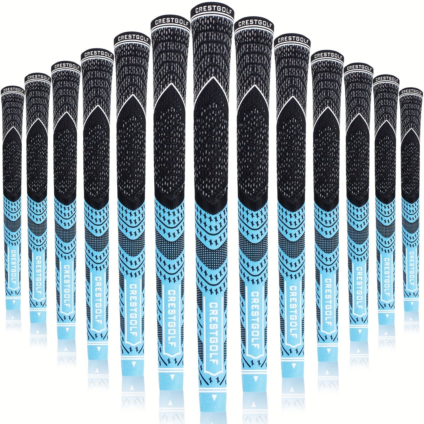 Midsize Golf Grips Set 13 Pack – All Weather Hybrid Rubber Golf Club Grips with Ecological Yarn Thread Technology, Multiple Colors, Fits Full Set of Clubs (Black, White, Red, Orange, Yellow, Blue, Gray)