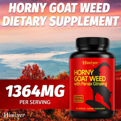Horny Goat Weed Complex with Tongkat Ali, Ginseng & Premium Herbal Blend - Men's Vitality & Energy Support Supplement - 2 Pack Value Bundle